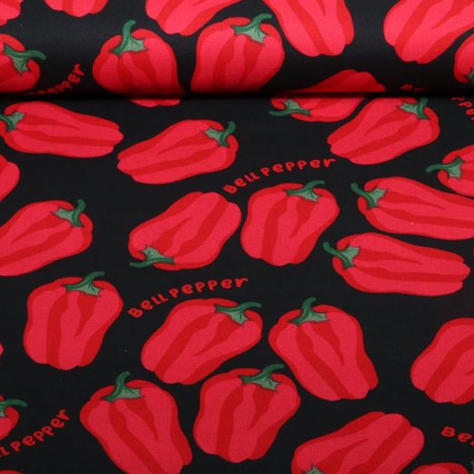 Baumwoll-Canvas - Leinenlook Paprika Schwarz