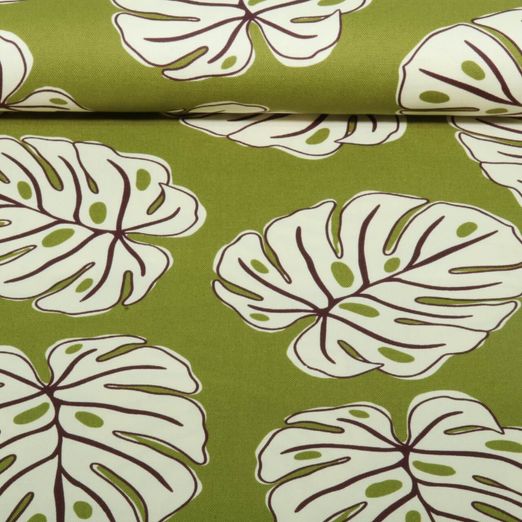 Baumwoll-Canvas - Monstera Blätter Grün