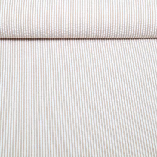 Seersucker - Streifen Hellbraun