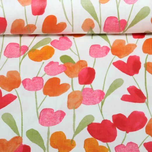 Canvas Beschichtet - Leinenoptik Tulpen Weiß