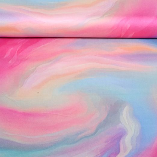 Viskose Satin - Digital Abstrakt Rosa