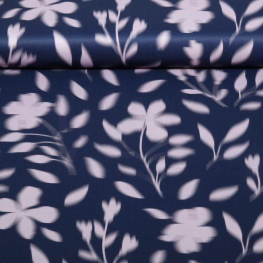 Satin - Digital Blumen Marineblau
