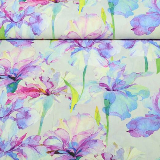 Viskose - Digital Blumen Ecru