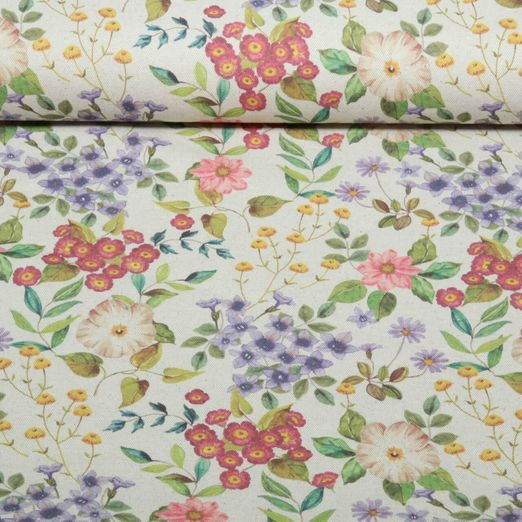 Canvas - Leinenoptik Digital Wiesenblumen Natural