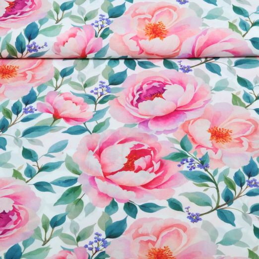 Viskose - Digital Rosen Weiß