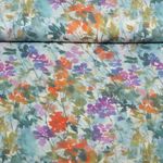 Viskose-Satin - Digital Blumen Grün