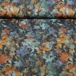 Viskose-Satin - Digital Blumen Schwarz