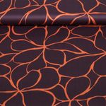 Baumwolle Satin - Große Blüten Dunkelbraun