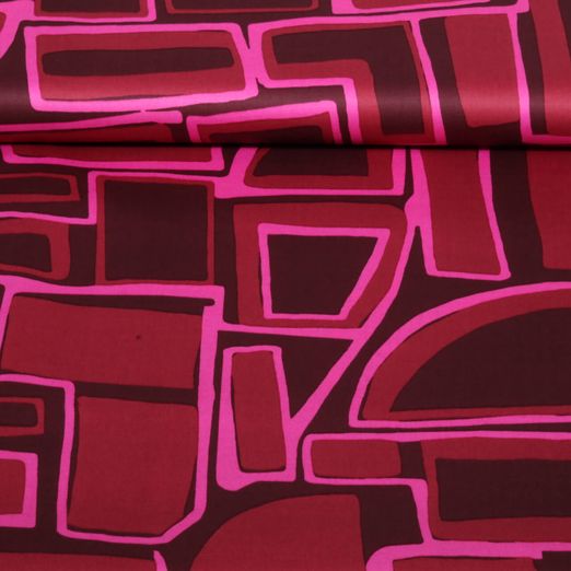 Baumwolle-Satin - Geometrisch Bordeauxrot