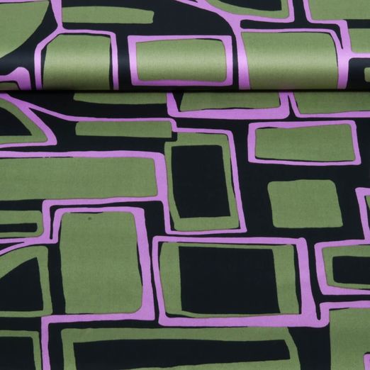 Baumwoll-Satin - Geometrisch Schwarz