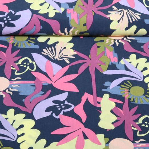 Viskose - Blumen Marineblau Ecovero™