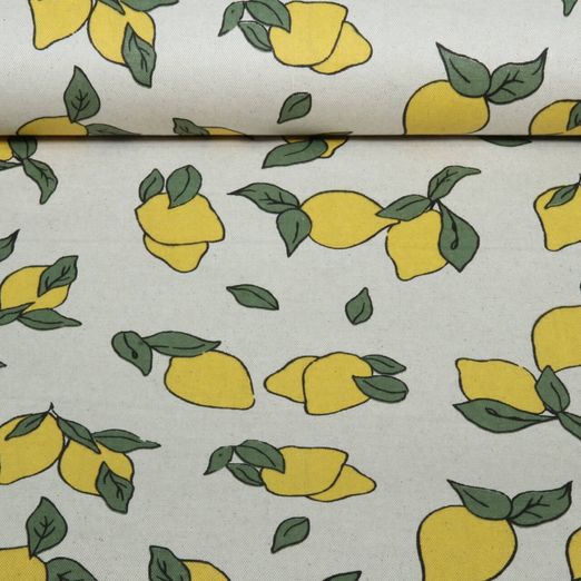 Beschichteter Canvas - Leinenoptik Zitronen Natural