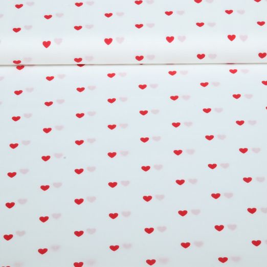Baumwoll-Popeline Herzen Weiß Rot Baumwoll-Popeline Herzen Weiß Rot