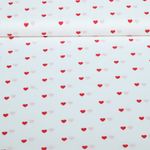 Popeline de coton coeurs Blanc Rouge Popeline de coton coeurs Blanc Rouge