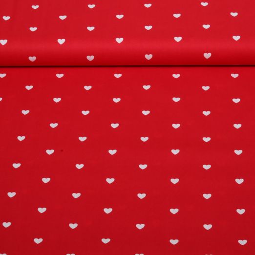 Popeline de coton coeurs - Rouge Blanc Popeline de coton coeurs - Rouge Blanc