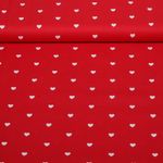 Baumwoll-Popeline Herzen - Rot Weiß