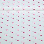Popeline de coton coeurs Blanc Fuchsia Popeline de coton coeurs Blanc Fuchsia