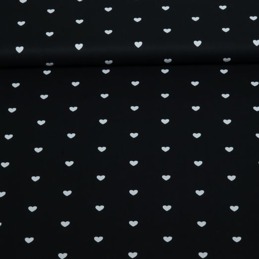 Baumwoll-Popeline Herzen Schwarz Weiß