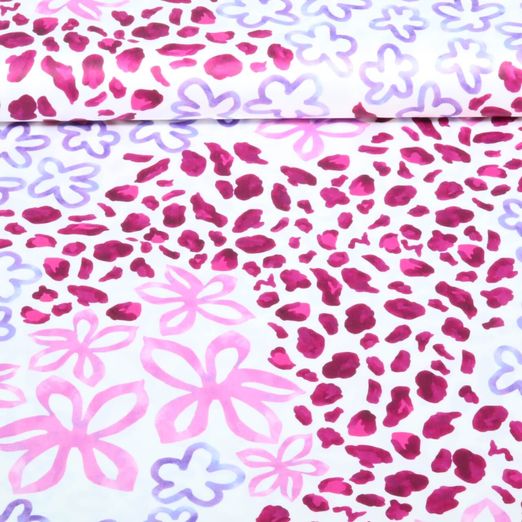 Satin - Digital Blumen Weiss Satin - Digital Blumen Weiss