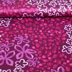 Satin - Digital fleurs rouge bordeaux