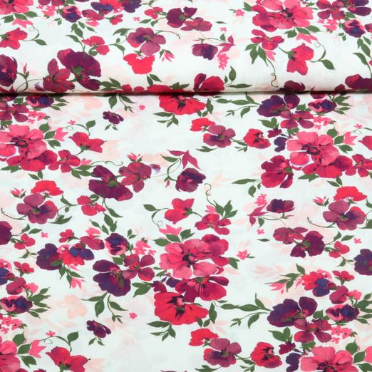 Viskose - Digital Rosenblüten Weiss Ecovero™