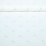 Baumwoll-Voile - Blumen Gestickt Weiß