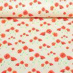 Jersey - Digitaldruck Mohnblumen Beige