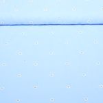 Voile de coton - Fleurs brodées Bleu clair