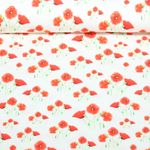 Jersey - Digitaldruck Mohnblumen Ecru