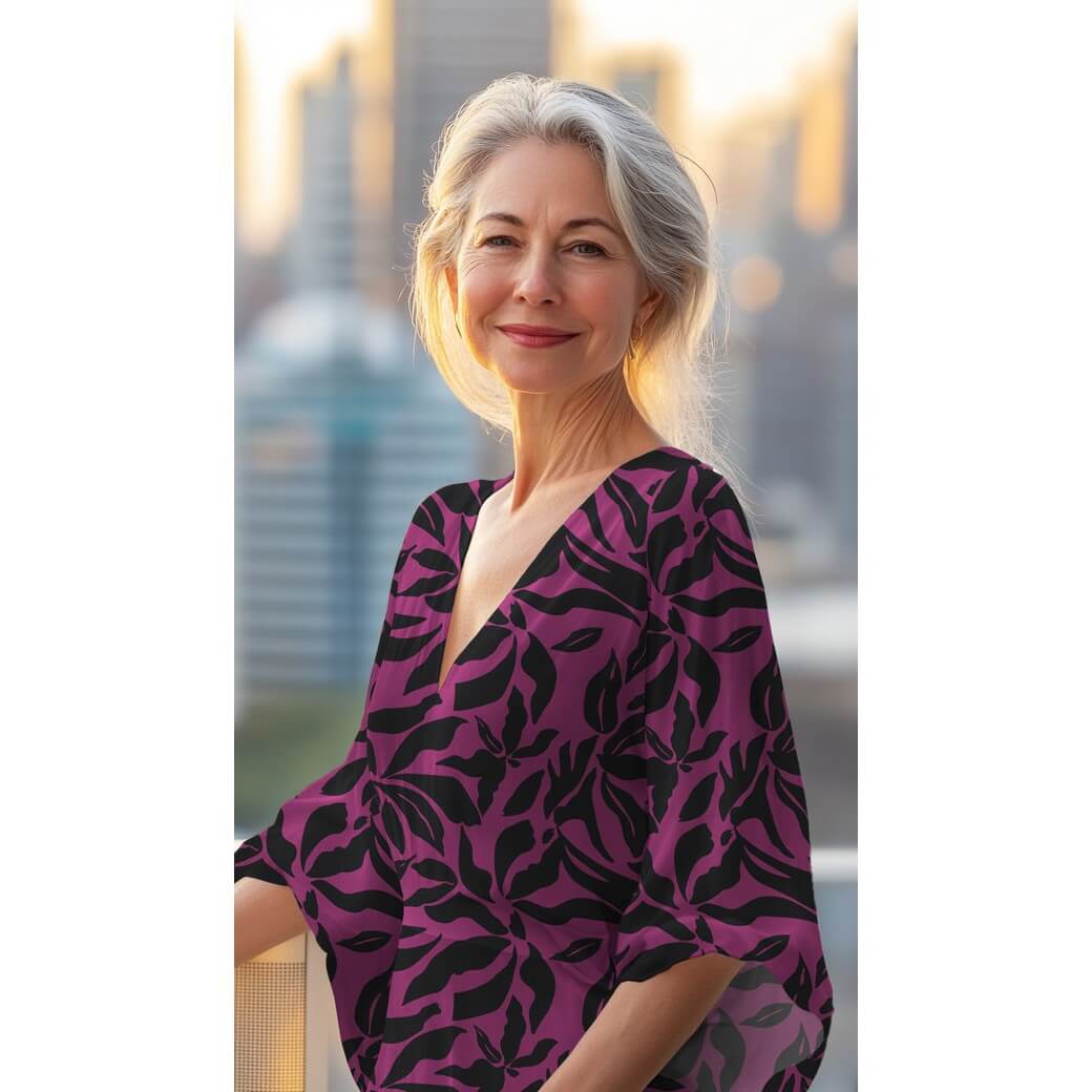 Kleider und Blusenstoff - Stretch Blätter Beere-1 Kleider und Blusenstoff - Stretch Blätter Beere-1