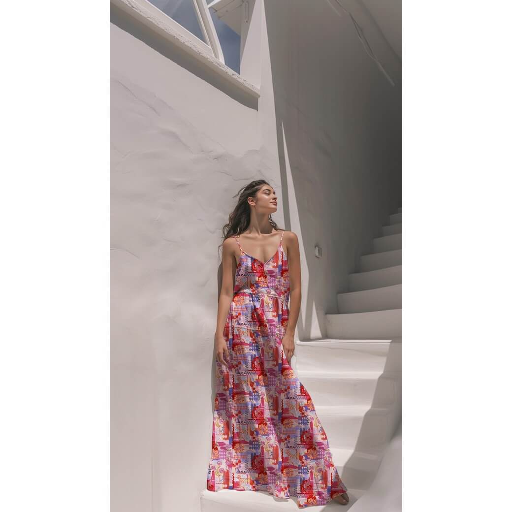 Baumwolle Satin - Digital Patchwork Rot-2 Baumwolle Satin - Digital Patchwork Rot-2