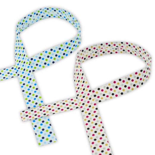 Baumwoll Schrägband Dots 18mm - Meterware - multicolor