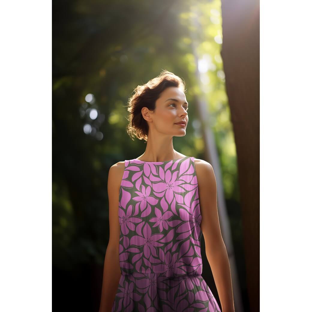 Viskose - Große Blüten Khaki-1 Viskose - Große Blüten Khaki-1