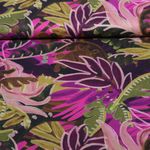 Coton-viscose - Feuilles digitales Rose vif Ocre Coton-viscose - Feuilles digitales Rose vif Ocre
