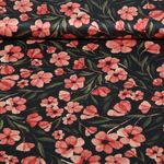 Satin de coton Digital Fleurs Saumon