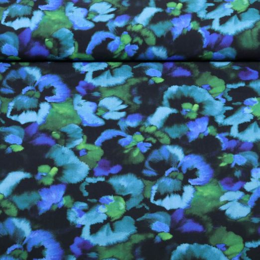Viskose - Digital Blüten Blau Ecovero™