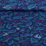 Baumwoll-Popeline - Digital Blätterzweige Marine Baumwoll-Popeline - Digital Blätterzweige Marine
