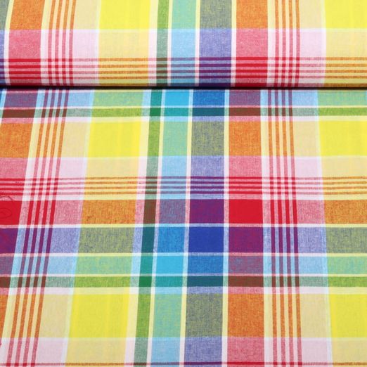 Coton tissé - Carreaux Madras Multicolore Teints au fil Coton tissé - Carreaux Madras Multicolore Teints au fil