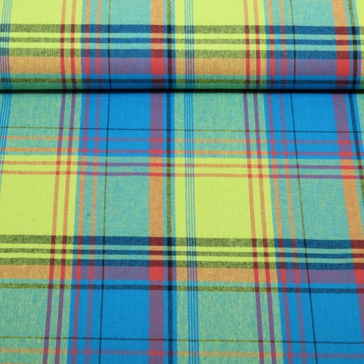 Coton tissé - Carreaux Madras Turquoise Teints au fil