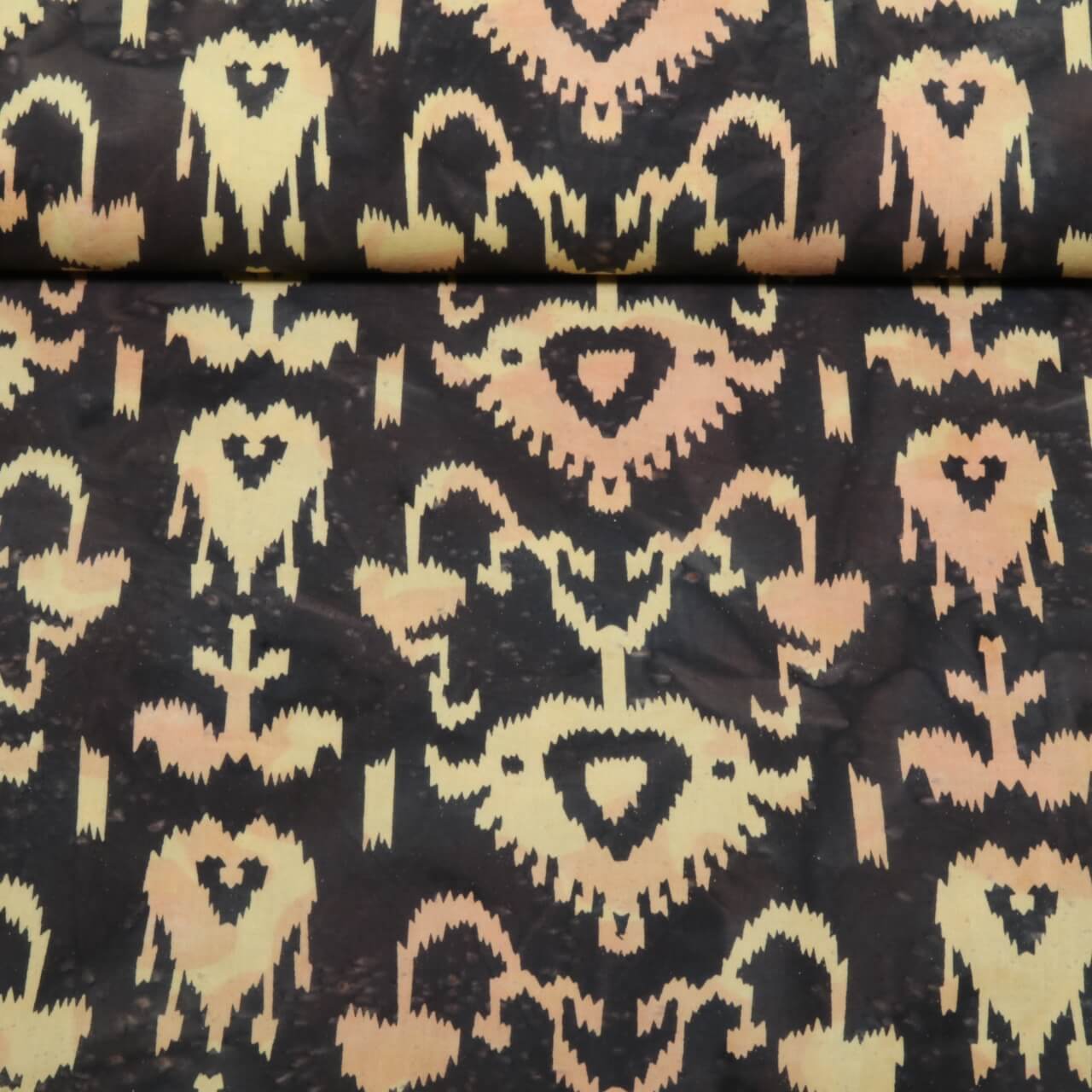 Baumwoll-Webware - Batik Handgefertigt Ornamente Dunkelbraun-0 Baumwoll-Webware - Batik Handgefertigt Ornamente Dunkelbraun-0