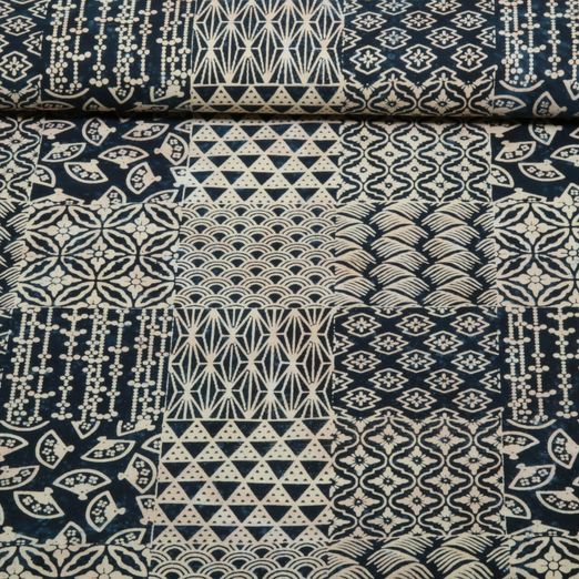 Baumwoll-Webware - Batik Handgefertigt Mustermix Marine Baumwoll-Webware - Batik Handgefertigt Mustermix Marine