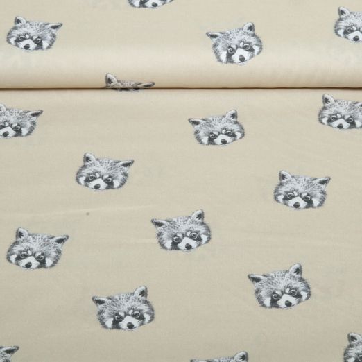 Baumwoll-Popeline Digital Waschbär Sand