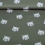 Baumwoll-Popeline Digital Waschbär Grün