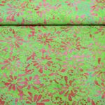 Coton tissé - Batik fait main fleurs Vert pomme