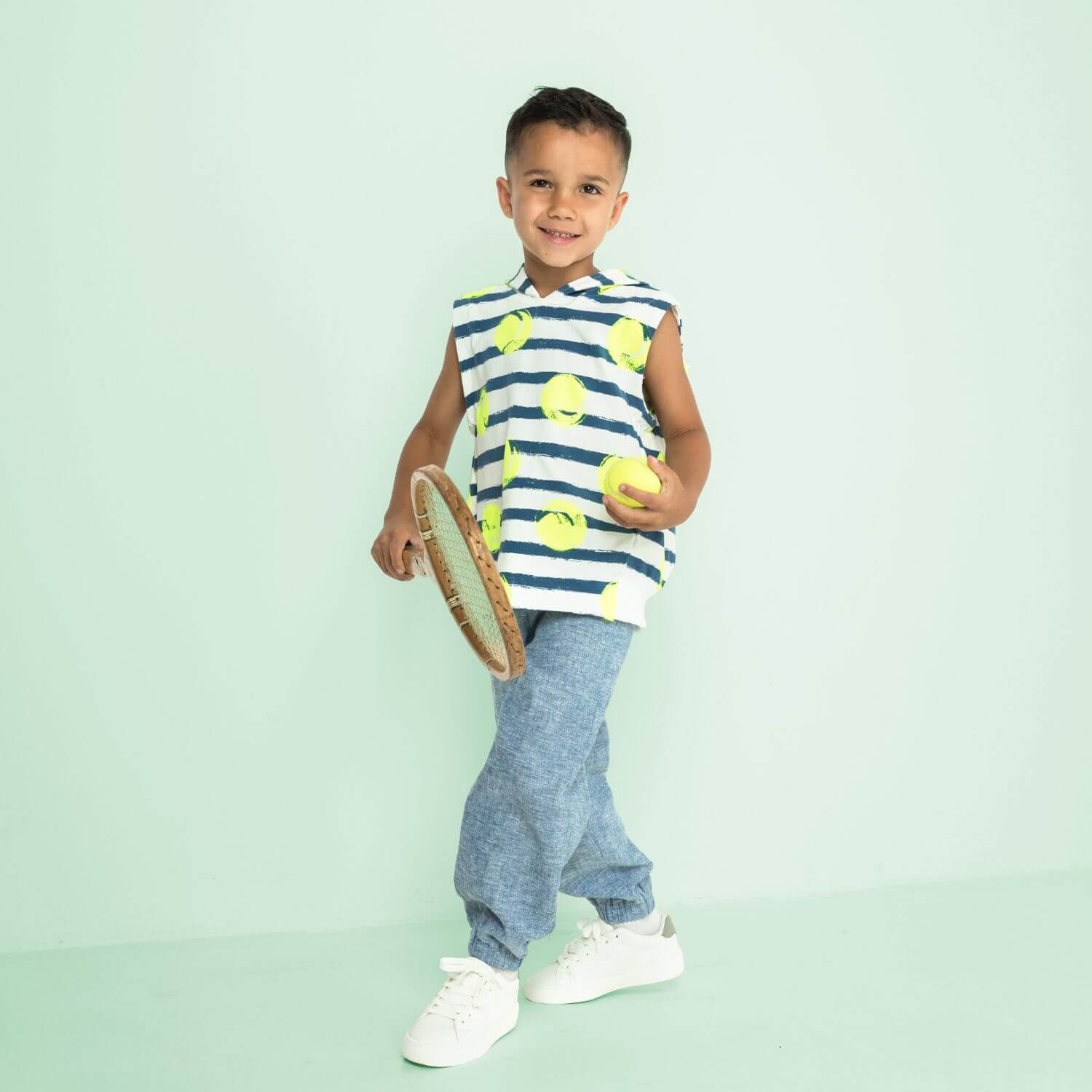 Sommersweat - French Terry Qjutie & the Qjutest Bälle Weiß Blau-1 Sommersweat - French Terry Qjutie & the Qjutest Bälle Weiß Blau-1