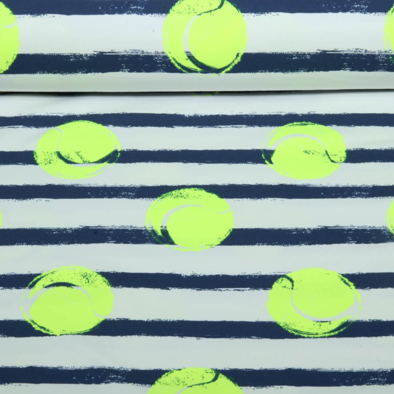 Sommersweat - French Terry Qjutie & the Qjutest Bälle Weiß Blau-0 Sommersweat - French Terry Qjutie & the Qjutest Bälle Weiß Blau-0