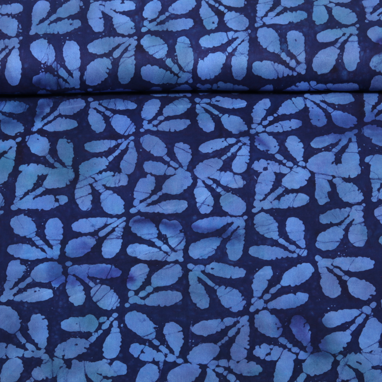 Viscose - Batik fait main tulipes Bleu marine foncé-0 Viscose - Batik fait main tulipes Bleu marine foncé-0