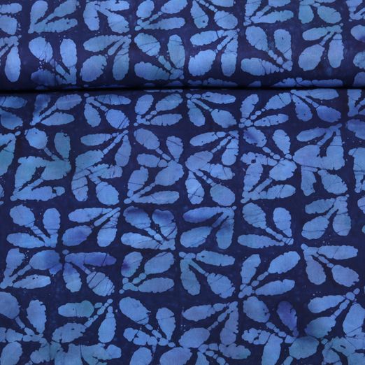 Viscose - Batik fait main tulipes Bleu marine foncé Viscose - Batik fait main tulipes Bleu marine foncé