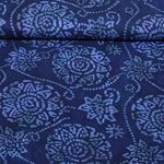 Viskose - Batik Handgefertigt Blumen Marine