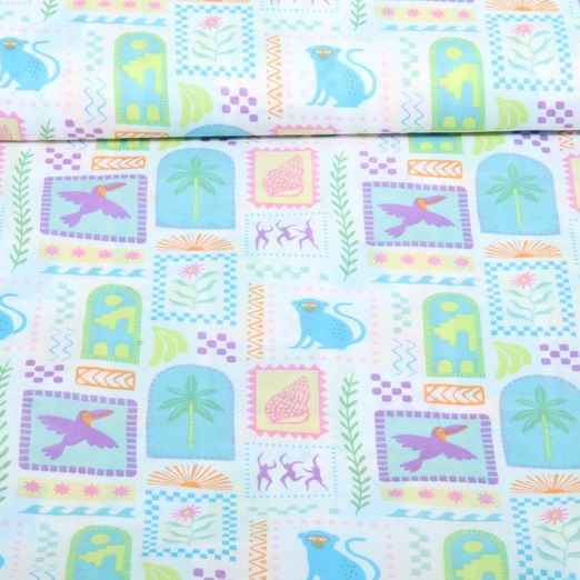 Baumwoll-Voile - Qjutie & the Qjutest Bunte Patches Weiß Multicolor